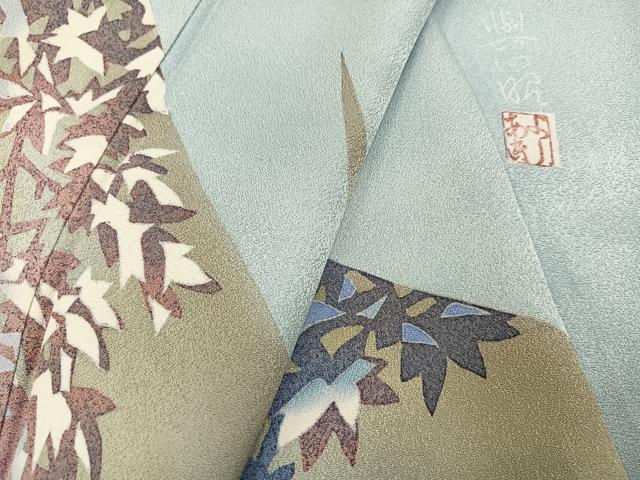平和屋着物●訪問着　作家物　三辻与四昭　草木文　正絹　逸品　AABI6300ph