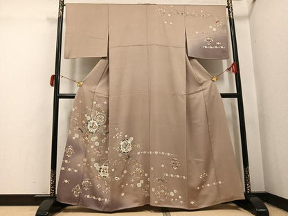 平和屋着物●訪問着　刺繍　花鳥更紗唐草文　暈し染め　正絹　逸品　AABI6301ph