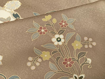 平和屋着物●訪問着　刺繍　花鳥更紗唐草文　暈し染め　正絹　逸品　AABI6301ph