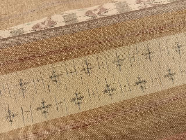 平和屋着物●上質な紬　横段文　正絹　逸品　AABI6302ph
