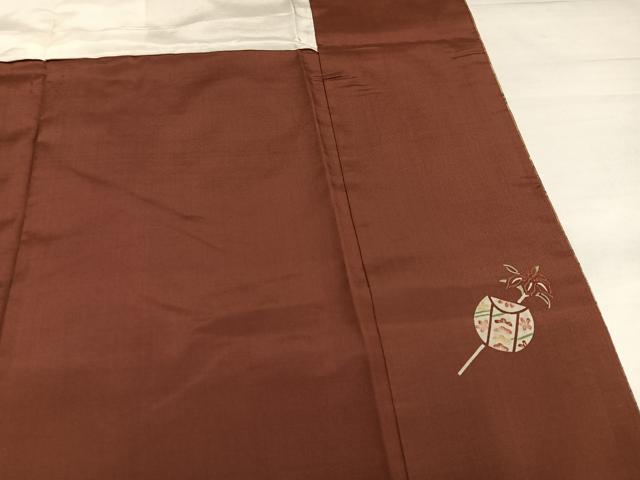 平和屋着物●上質な紬　横段文　正絹　逸品　AABI6302ph