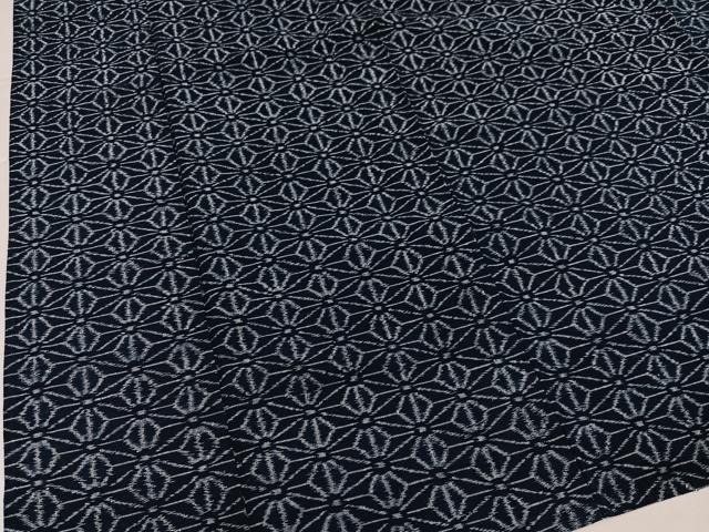 平和屋着物●久留米絣　単衣　麻の葉文様　綿　逸品　AABI6303ph