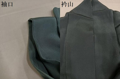 平和屋着物●上質な色無地　錆鉄御納戸色　鬼しぼ縮緬　正絹　逸品　AABI6304ph