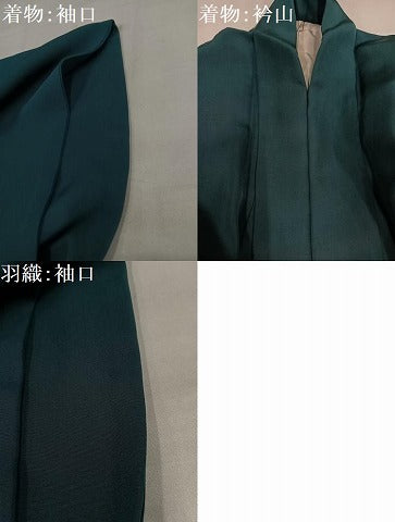 平和屋着物●男性　色紋付・羽織セット　御召茶色　正絹　逸品　AABI6306ph