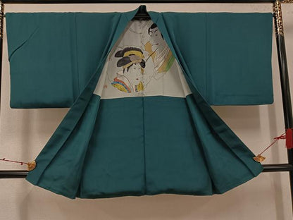 平和屋着物●男性　色紋付・羽織セット　御召茶色　正絹　逸品　AABI6306ph