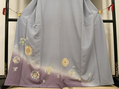 平和屋着物●訪問着　友禅　駒刺繍　花唐草文　暈し染め　金彩　正絹　逸品　AABI6310ph
