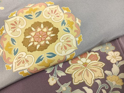 平和屋着物●訪問着　友禅　駒刺繍　花唐草文　暈し染め　金彩　正絹　逸品　AABI6310ph