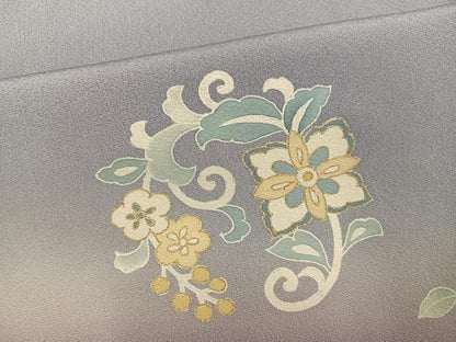 平和屋着物●訪問着　友禅　駒刺繍　花唐草文　暈し染め　金彩　正絹　逸品　AABI6310ph