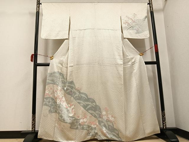 平和屋着物●訪問着　絞り　草花文　金彩　正絹　逸品　AABI6312ph