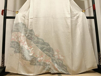 平和屋着物●訪問着　絞り　草花文　金彩　正絹　逸品　AABI6312ph