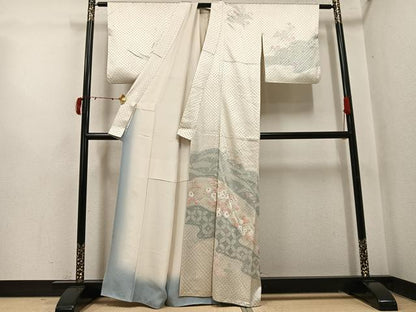 平和屋着物●訪問着　絞り　草花文　金彩　正絹　逸品　AABI6312ph
