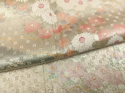平和屋着物●訪問着　絞り　草花文　金彩　正絹　逸品　AABI6312ph