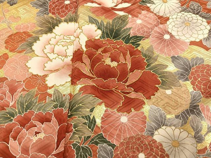 平和屋着物●豪華振袖　駒刺繍　枝花文　金彩　正絹　逸品　AABI6313ph