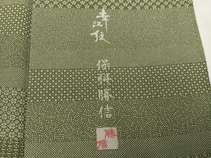 平和屋着物●江紋屋　江戸小紋　保科勝信　寄せ小紋柄　正絹　逸品　AABI6314ph