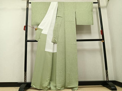 平和屋着物●上質な色無地　辻が花地紋　枯草色　さが美扱い　正絹　逸品　未使用　AABI6317ph