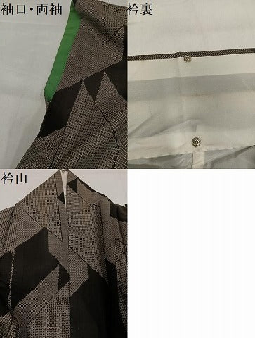 平和屋着物●本場大島紬　一元7マルキ　幾何学文様　正絹　逸品　AABI6318ph