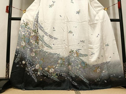 平和屋着物●訪問着　辻が花　絞り　暈し染め　金彩　正絹　逸品　AABI6323ph