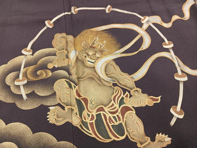 平和屋着物●豪華色留袖　巻口和明　手描き　風神雷神　金銀彩　正絹　逸品　AABI6324ph