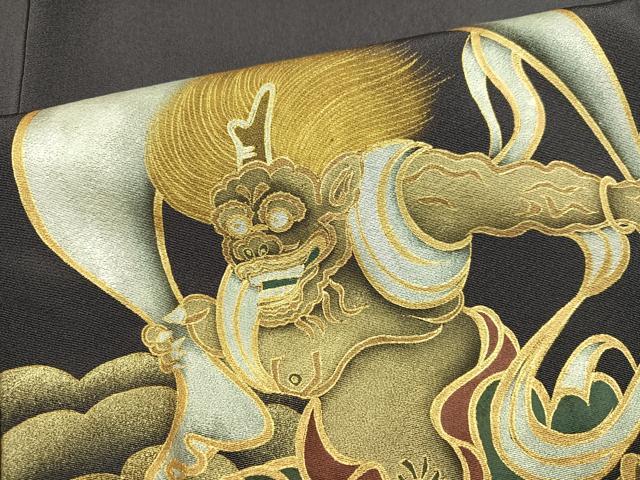 平和屋着物●豪華色留袖　巻口和明　手描き　風神雷神　金銀彩　正絹　逸品　AABI6324ph