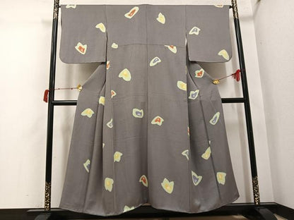 平和屋着物●上質な小紋　絞り　舞花文　正絹　逸品　AABI6325ph