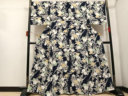 平和屋着物●上質な小紋　枝花文　正絹　逸品　未使用　AABI6326ph