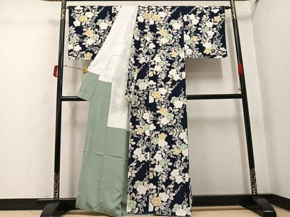 平和屋着物●上質な小紋　枝花文　正絹　逸品　未使用　AABI6326ph