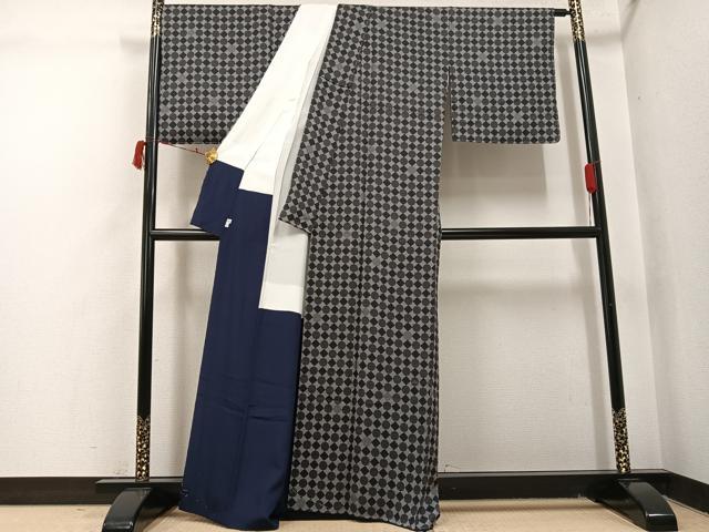 平和屋着物●上質な小紋　丸菱文　正絹　逸品　未使用　AABI6327ph