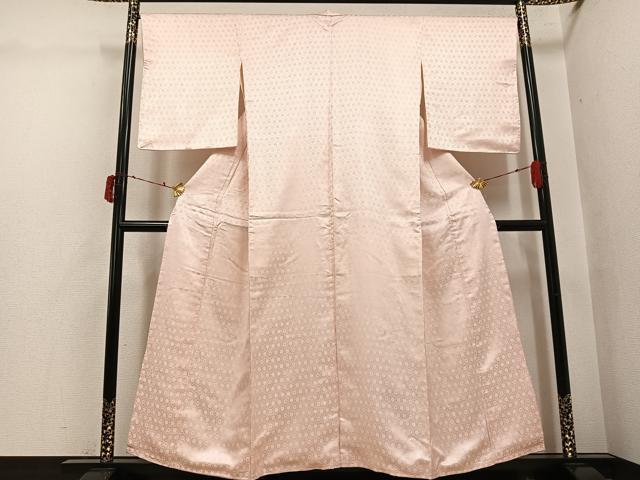 平和屋着物●上質な色無地　花唐草地紋　肌色　正絹　逸品　未使用　AABI6328ph