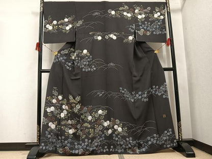 平和屋着物●金彩作家　堀陽一朗　訪問着　ろうけつ染　草花文　金彩　正絹　逸品　AABI6330ph