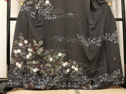 平和屋着物●金彩作家　堀陽一朗　訪問着　ろうけつ染　草花文　金彩　正絹　逸品　AABI6330ph
