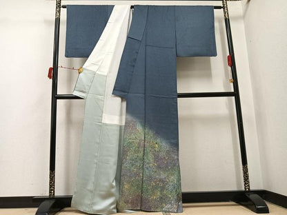 平和屋着物●訪問着　霞文　暈し染め　金銀彩　正絹　逸品　AABI6332ph