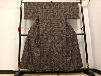 平和屋着物●本場大島紬　一元7マルキ　花菱文　正絹　逸品　AABI6335ph