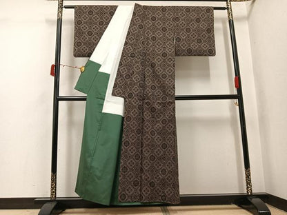 平和屋着物●本場大島紬　一元7マルキ　花菱文　正絹　逸品　AABI6335ph