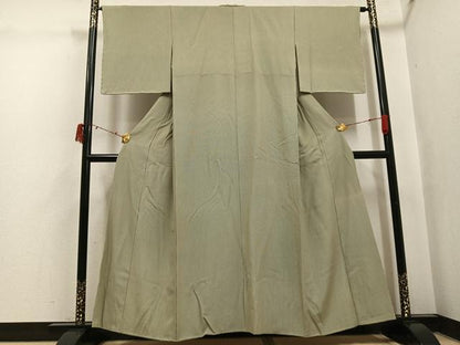 平和屋着物●小紋師　高津良治　江戸小紋　万筋　海松色×白橡色　正絹　逸品　AABI6337ph