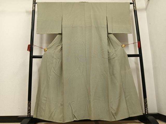 平和屋着物●小紋師　高津良治　江戸小紋　万筋　海松色×白橡色　正絹　逸品　AABI6337ph
