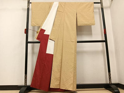 平和屋着物●上質な小紋　紬地　青海波　正絹　逸品　AABI6342ph