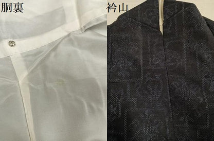 平和屋着物●結城紬　草花文　正絹　逸品　AABI6343ph