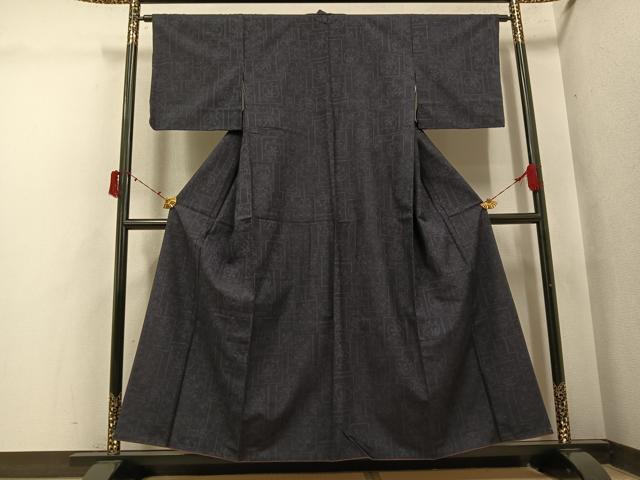 平和屋着物●結城紬　草花文　正絹　逸品　AABI6343ph