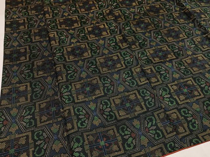 平和屋着物●本場大島紬　染大島　幾何学文様　正絹　逸品　AABI6344ph