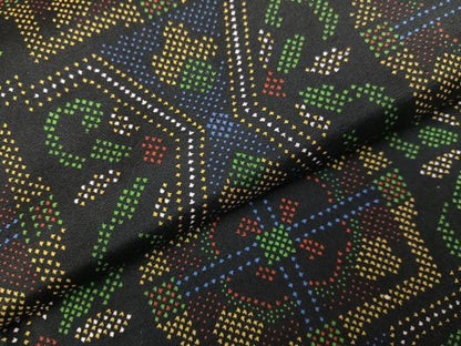 平和屋着物●本場大島紬　染大島　幾何学文様　正絹　逸品　AABI6344ph