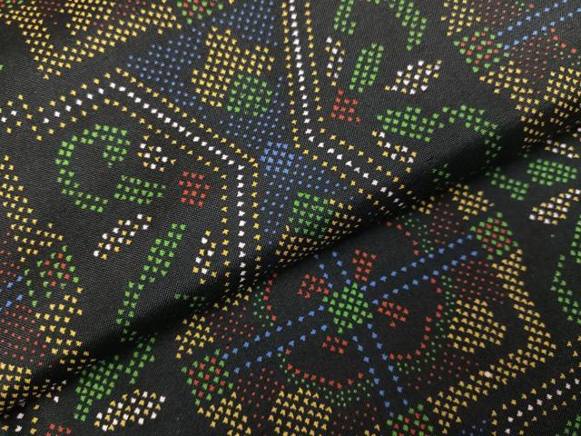 平和屋着物●本場大島紬　染大島　幾何学文様　正絹　逸品　AABI6344ph