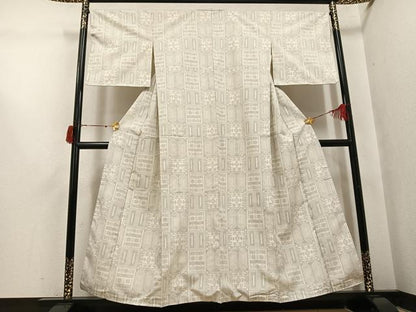 平和屋着物●本場大島紬　白大島　変わり市松文　正絹　逸品　AABI6346ph