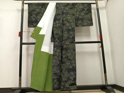 平和屋着物●上質な紬　草木文　正絹　逸品　未使用　AABI6347ph