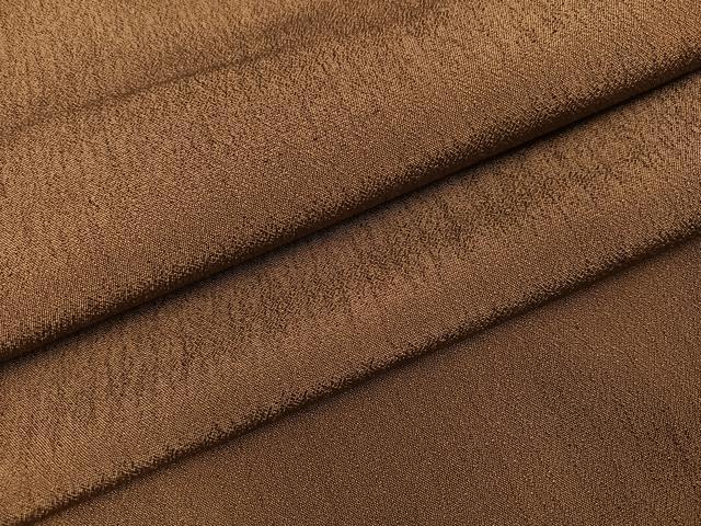 平和屋着物●上質な色無地　お召地　黄枯茶色　正絹　逸品　AABI6351ph