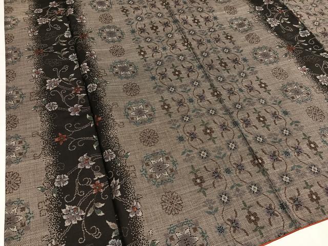 平和屋着物●本場大島紬　カタス9マルキ　更紗唐草文　正絹　逸品　AABI6354ph