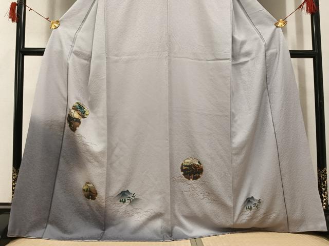 平和屋着物●訪問着　雪輪人物風景文　暈し染め　金銀彩　正絹　逸品　AABI6356ph