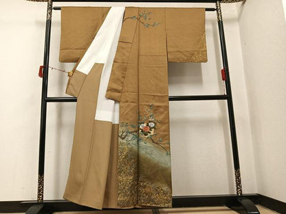 平和屋着物●訪問着　刺繍　枝花文　暈し染め　金銀彩　正絹　逸品　AABI6358ph