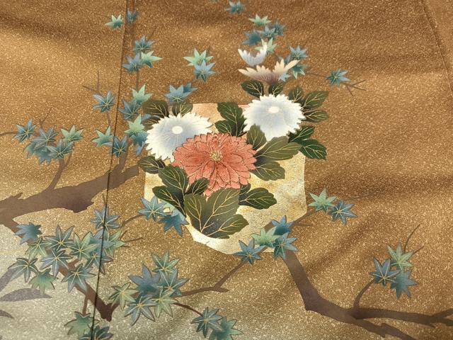 平和屋着物●訪問着　刺繍　枝花文　暈し染め　金銀彩　正絹　逸品　AABI6358ph