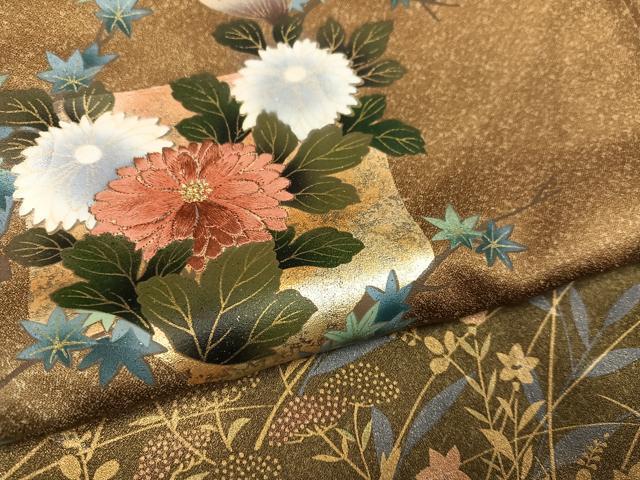 平和屋着物●訪問着　刺繍　枝花文　暈し染め　金銀彩　正絹　逸品　AABI6358ph