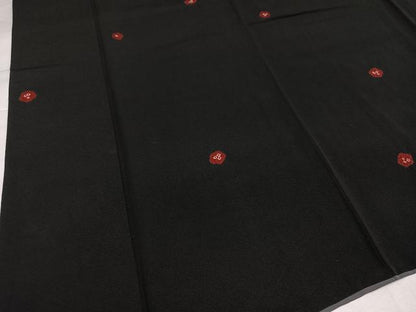 平和屋着物●上質な小紋　絞り　梅　黒地　正絹　逸品　AABI6359ph